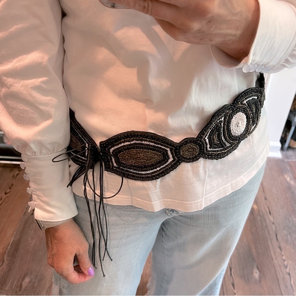 Beaded wide belt tri coastal designs size large extra large